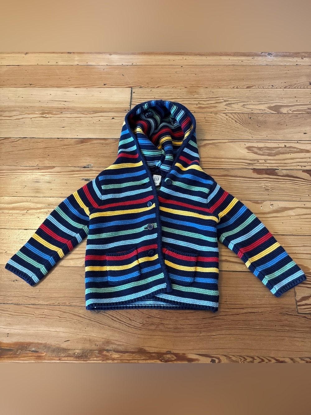 GAP Baby Rainbow Bear Garter Knit Sweater 12-18 Months